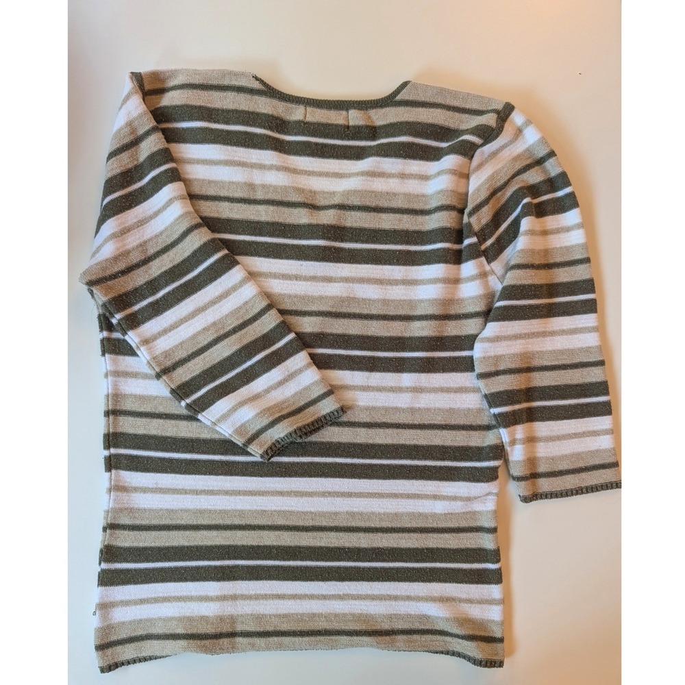 Route 66 Stretch Womens V-Neck 3/4 Sleeve Striped Knit Size L Made in USA VTG - Picture 3 of 3